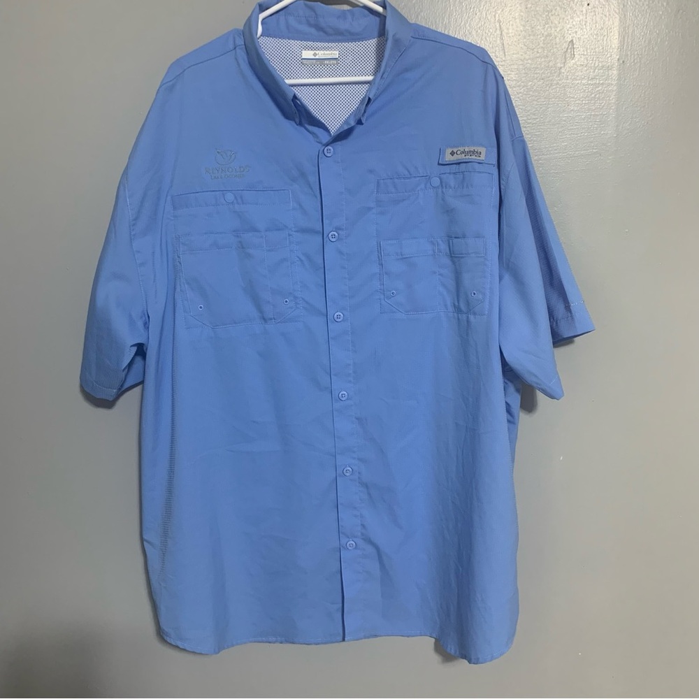 Mens Columbia Crystal Springs Short Sleeve Shirt Blue Size XXL